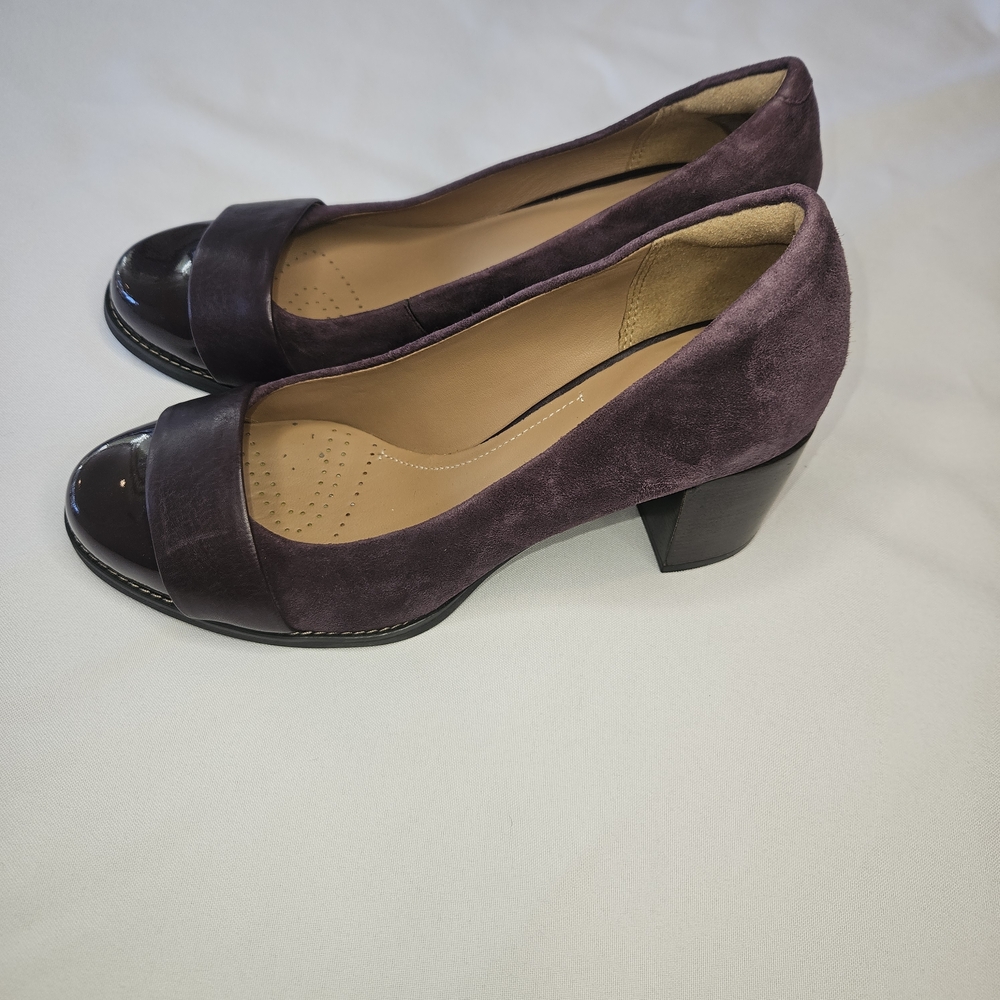 Clarks Artisan Women's Tarah Brae Purple Block-Heel Pumps Size 6M   NWT
